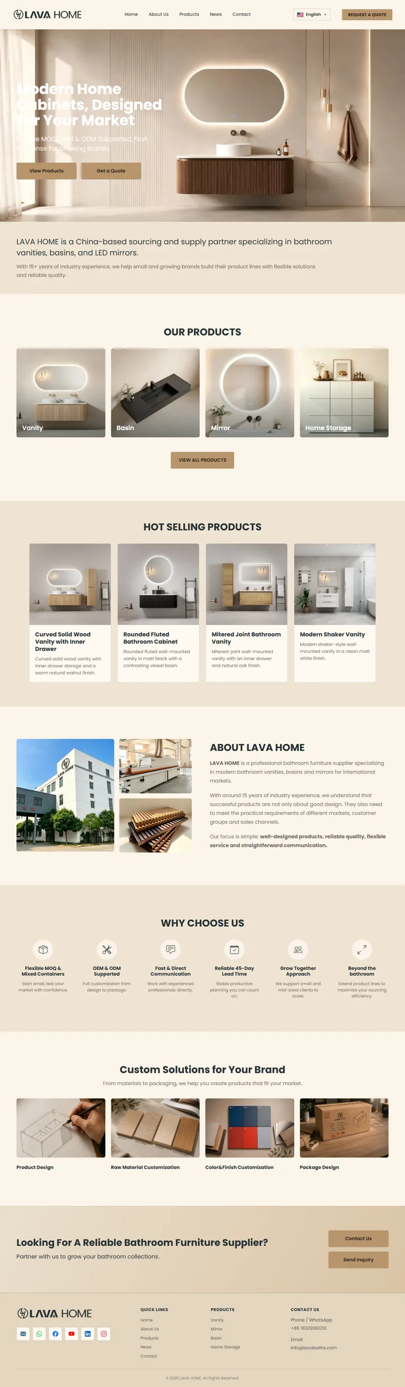 LAVA HOME|现代家居橱柜与浴室家具 网页长截图